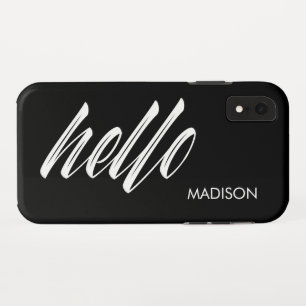 Chic Hallo Script en Jouw naam Black White Case-Mate iPhone Case