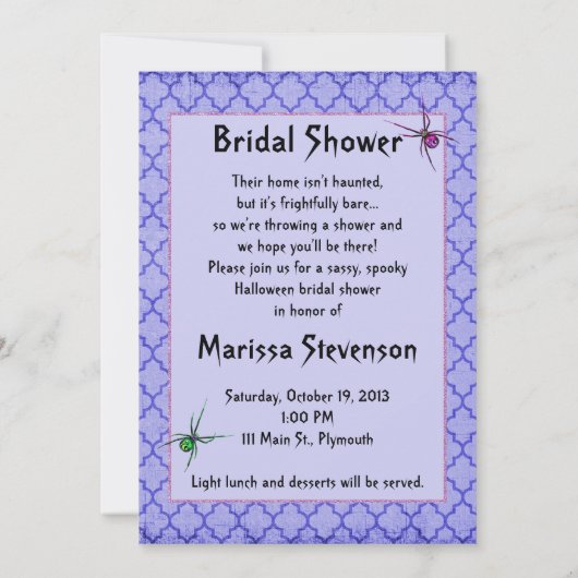 Chic Halloween bruids douche uitnodiging (Achterkant)