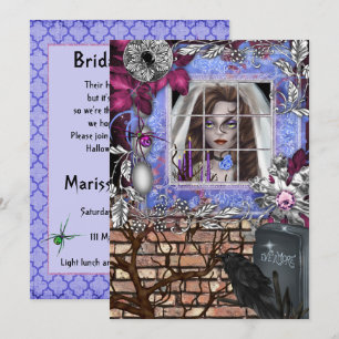 Chic Halloween bruids douche uitnodiging