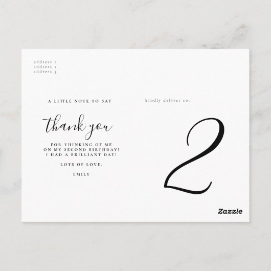 Chic Hand-belettering Foto Verjaardagsfeest Dank u Briefkaart (Achterkant)