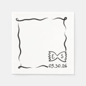 Chic Hand Drawn Bowtie Pasta Dinner Party Wedding Servet (Voorkant)