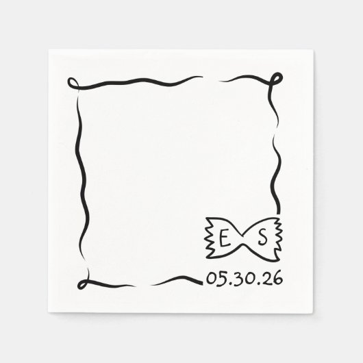 Chic Hand Drawn Bowtie Pasta Dinner Party Wedding Servet (Voorkant)