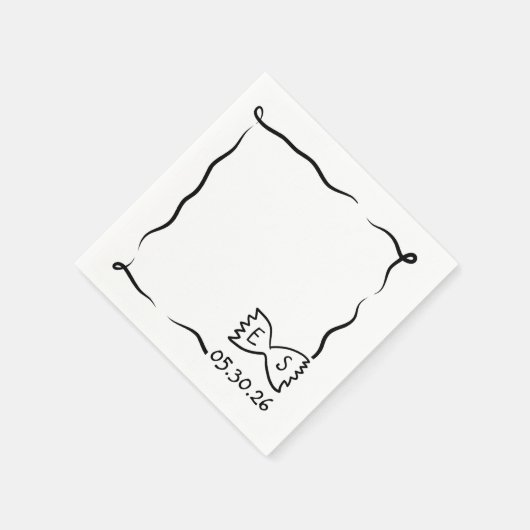 Chic Hand Drawn Bowtie Pasta Dinner Party Wedding Servet (Hoek)