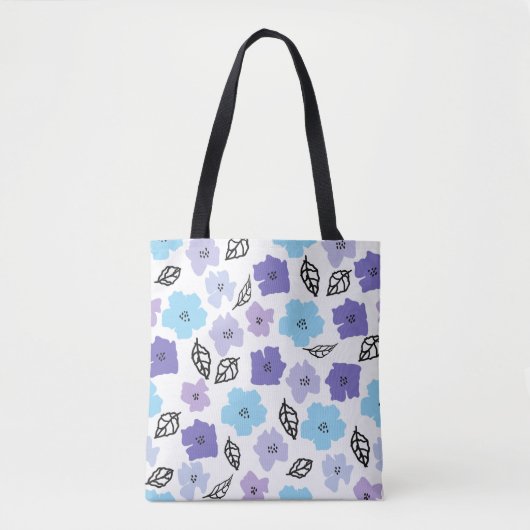 Chic Hand-Drawn Floral Pattern Tote Bag (Voorkant)