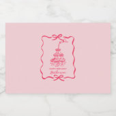 Chic Hand Drawn Pink Champagne Tower Birthday Likeurfles Etiket (Enkel label)