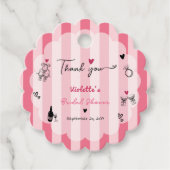 Chic Hand Drawn Roze Streep Vrijgezellenfeest Bedankjes Labels (Voorkant)