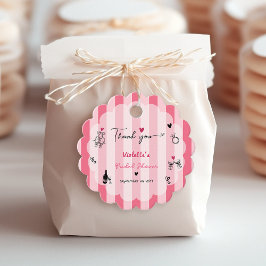 Chic Hand Drawn Roze Streep Vrijgezellenfeest Bedankjes Labels