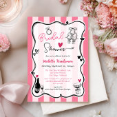 Chic Hand Drawn Roze Streep Vrijgezellenfeest Kaart