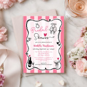 Chic Hand Drawn Roze Streep Vrijgezellenfeest Kaart