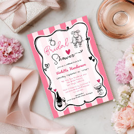 Chic Hand Drawn Roze Streep Vrijgezellenfeest Kaart