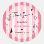 Chic Hand Drawn Roze Streep Vrijgezellenfeest Ronde Sticker (Voorkant)