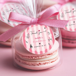 Chic Hand Drawn Roze Streep Vrijgezellenfeest Ronde Sticker