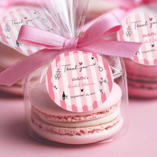 Chic Hand Drawn Roze Streep Vrijgezellenfeest Ronde Sticker