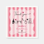 Chic Hand Drawn Roze Streep Vrijgezellenfeest Servet (Voorkant)