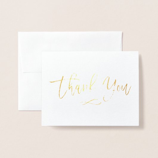 Chic Hand Geletterd Dank u kaart Gold Folie (Voorkant met envelop)