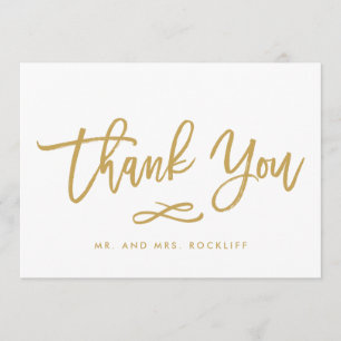 Chic Hand Geletterd Goud Bedankt Flat