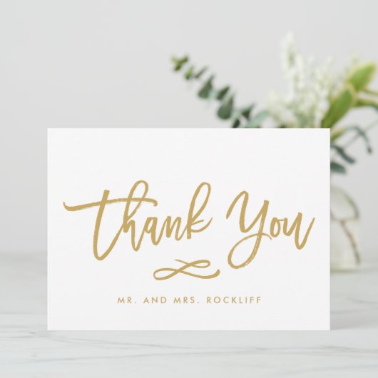 Chic Hand Geletterd Goud Bedankt Flat (Staand voorkant)