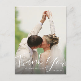 Chic Hand Geletterd Script Foto bruiloft Dank u Briefkaart