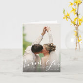 Chic Hand Geletterd Script Foto bruiloft Dank u Kaart (Gele Bloem)