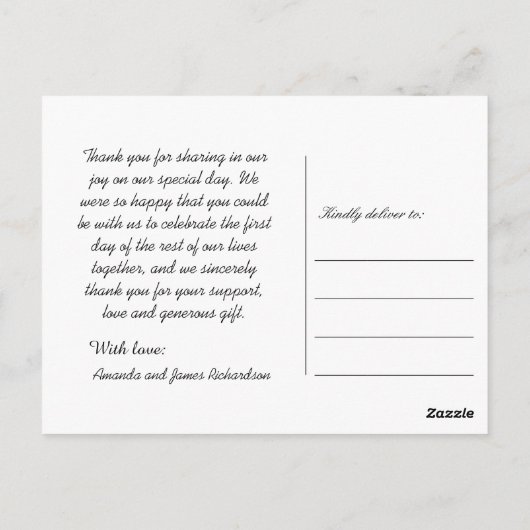 Chic Hand Geletterde bruiloft DANK U wit Briefkaart (Achterkant)