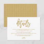 Chic Hand Geletterde Gouden Trouwdetails Behuizing Informatiekaartje (Voorkant / Achterkant)