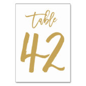 Chic Hand Geletterde Tafelnummer Goud | Tabel 42 (Achterkant)