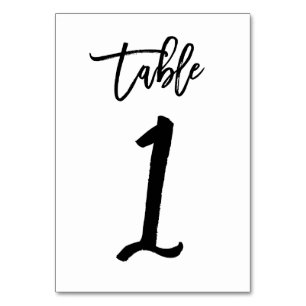 Chic Hand Geletterde Tafelnummer Kaart   Tabel 1