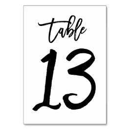Chic Hand Geletterde Tafelnummer Kaart | Tabel 13