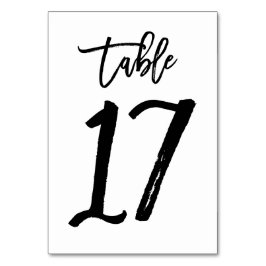 Chic Hand Geletterde Tafelnummer Kaart | Tabel 17