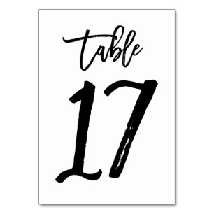 Chic Hand Geletterde Tafelnummer Kaart   Tabel 17