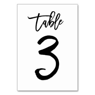 Chic Hand Geletterde Tafelnummer Kaart   Tabel 3