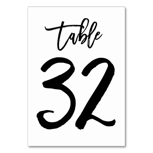 Chic Hand Geletterde Tafelnummer Kaart | Tabel 32 (Achterkant)