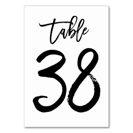 Chic Hand Geletterde Tafelnummer Kaart | Tabel 38 (Voorkant)