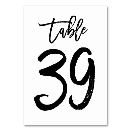 Chic Hand Geletterde Tafelnummer Kaart | Tabel 39 (Voorkant)