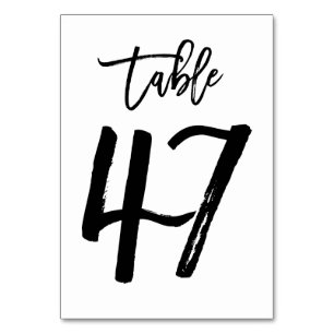 Chic Hand Geletterde Tafelnummer Kaart   Tabel 47