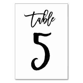 Chic Hand Geletterde Tafelnummer Kaart | Tabel 5