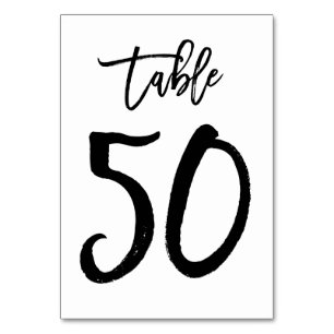 Chic Hand Geletterde Tafelnummer Kaart   Tabel 50