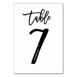 Chic Hand Geletterde Tafelnummer Kaart | Tabel 7