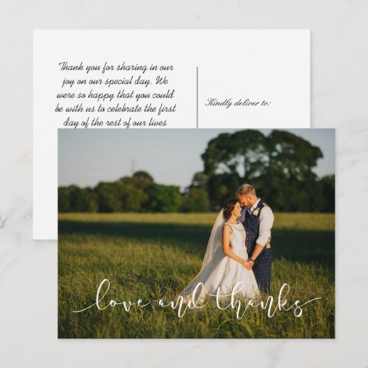 Chic Hand Geletterde Trouwliefde EN BEDANKT wit Briefkaart (Voorkant / Achterkant)