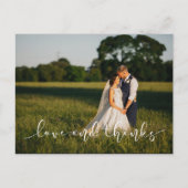 Chic Hand Geletterde Trouwliefde EN BEDANKT wit Briefkaart (Voorkant)