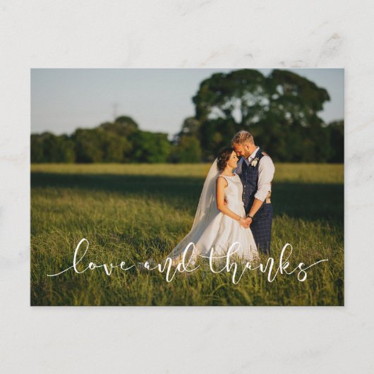 Chic Hand Geletterde Trouwliefde EN BEDANKT wit Briefkaart (Voorkant)