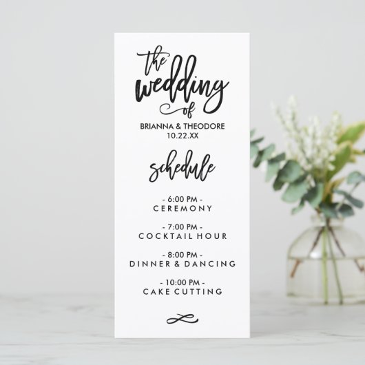 Chic Hand Geletterde Trouwmenu Menu (Staand voorkant)