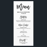 Chic Hand Geletterde Trouwmenu Menu<br><div class="desc">Eenvoudig en chique menu in wit en zwart. Bezoek onze online winkel om meer stukken van dit collectie te zien!</div>