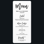 Chic Hand Geletterde Trouwmenu Menu<br><div class="desc">Modern menu.</div>