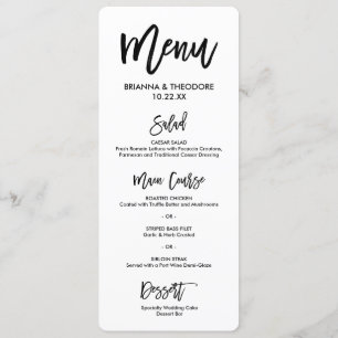 Chic Hand Geletterde Trouwmenu Menu