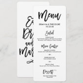 Chic Hand Geletterde Trouwmenu Menu (Voorkant / Achterkant)