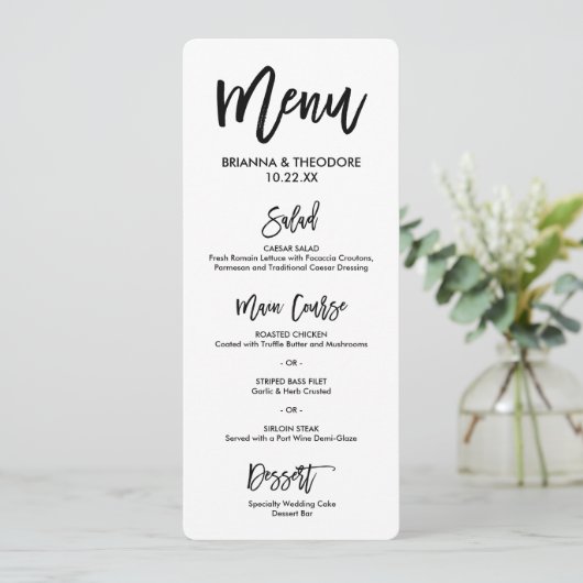 Chic Hand Geletterde Trouwmenu Menu (Staand voorkant)