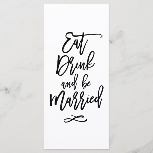 Chic Hand Geletterde Trouwmenu Programmakaart (Achterkant)