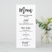 Chic Hand Geletterde Trouwmenu Programmakaart (Staand voorkant)