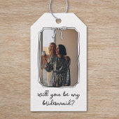 Chic Hand Getrokken Bow Bruidsmeisje Voorstel Foto Cadeaulabel